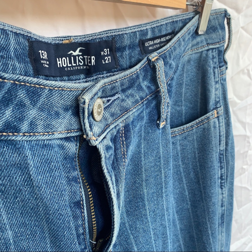 pinstriped high rise mom jeans